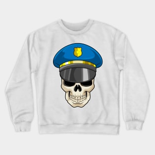 Skull as Police officer with Police hat Crewneck Sweatshirt